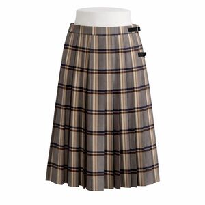 Size L Vintage Sportswear Plaid Tartan Pleated Skirt - Leather Buckle & Fringe